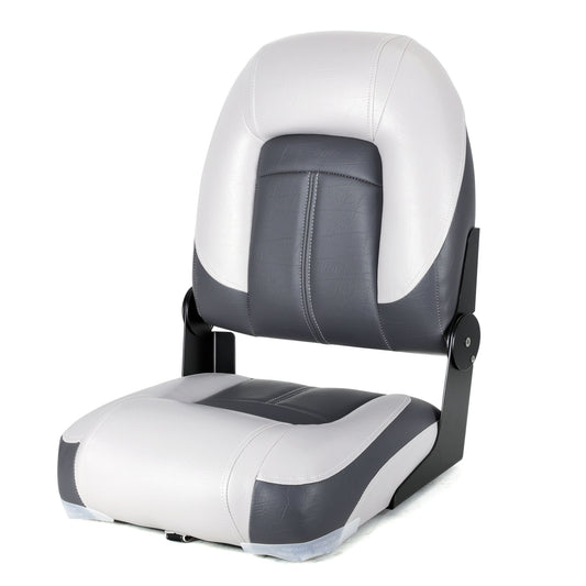 Deluxe Pro VI High Back Marine Grade Vinyl Boat Seat - Light Grey/Charcoal