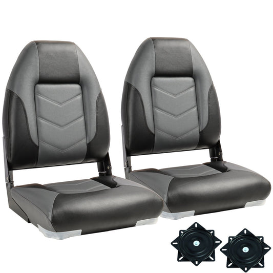 2 x Deluxe Pro V High Back Marine Grade Vinyl Boat Seat - Black/Charcoal