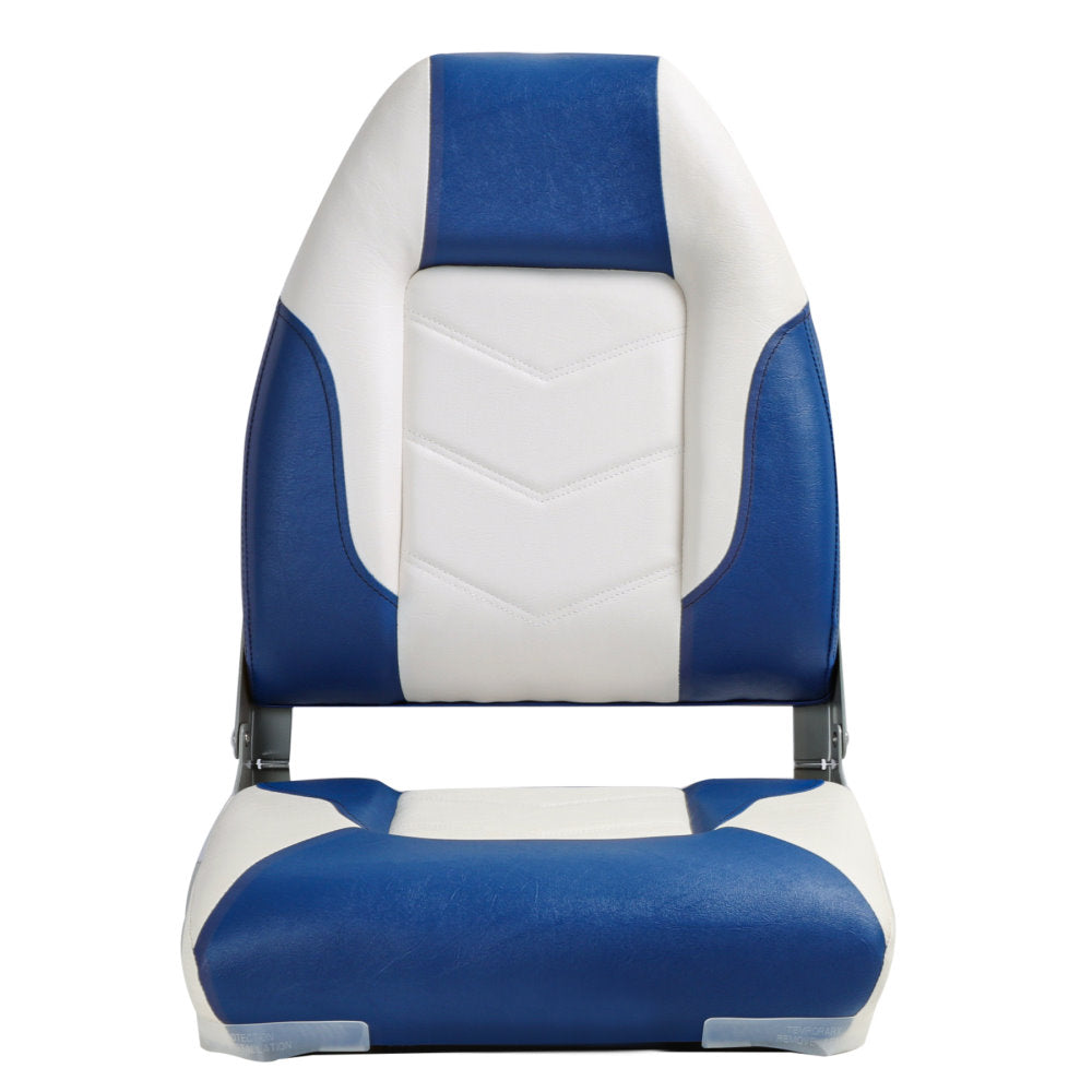 2 x Deluxe Pro V High Back Marine Grade Vinyl Boat Seat - White/Blue 2 x Deluxe Pro V High Back Marine Grade Vinyl Boat Seat - White/Blue