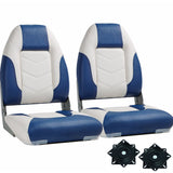 2 x Deluxe Pro V High Back Marine Grade Vinyl Boat Seat - White/Blue 2 x Deluxe Pro V High Back Marine Grade Vinyl Boat Seat - White/Blue