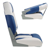 2 x Deluxe Pro V High Back Marine Grade Vinyl Boat Seat - White/Blue 2 x Deluxe Pro V High Back Marine Grade Vinyl Boat Seat - White/Blue