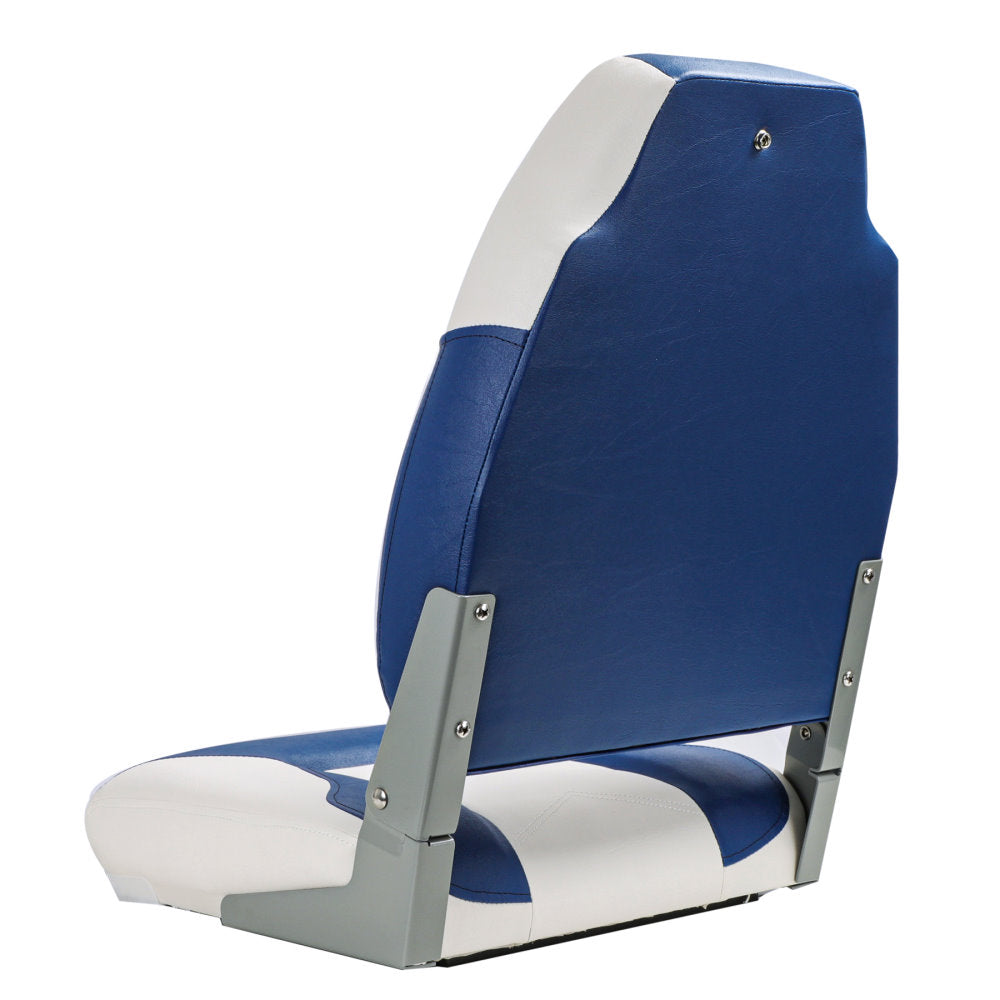 2 x Deluxe Pro V High Back Marine Grade Vinyl Boat Seat - White/Blue 2 x Deluxe Pro V High Back Marine Grade Vinyl Boat Seat - White/Blue