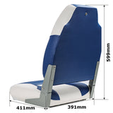 2 x Deluxe Pro V High Back Marine Grade Vinyl Boat Seat - White/Blue 2 x Deluxe Pro V High Back Marine Grade Vinyl Boat Seat - White/Blue