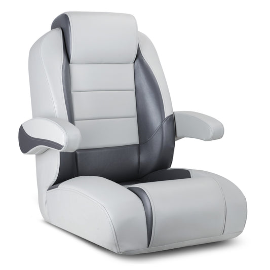 Luxury Recliner Sport High Back Captains Chair Boat Seat with flip up armrests - Grey/Charcoal