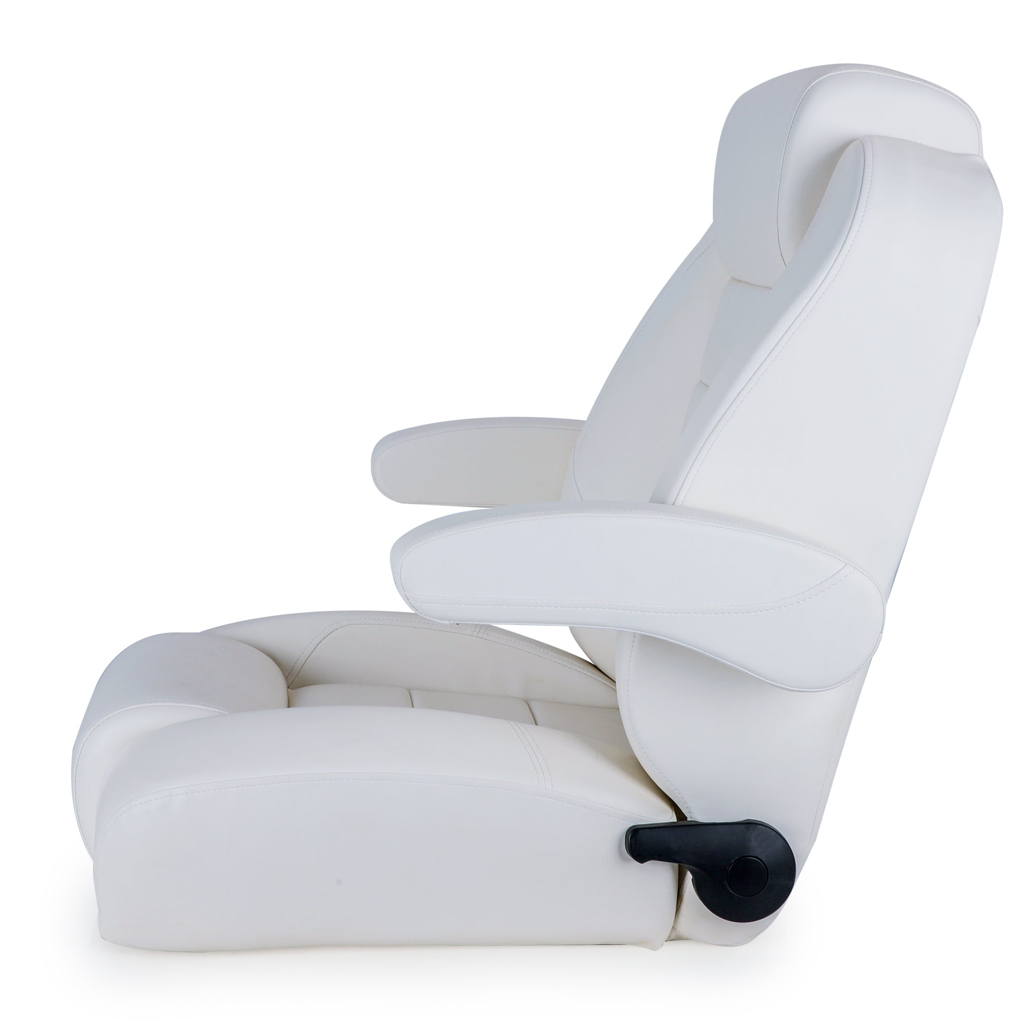 Luxury Recliner Sport High Back Captains Chair Boat Seat with flip up armrests - White Luxury Recliner Sport High Back Captains Chair Boat Seat with flip up armrests - White