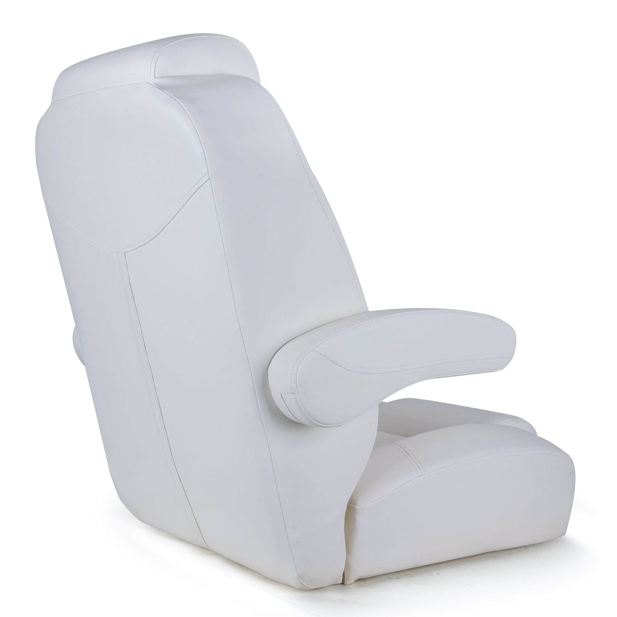 Luxury Recliner Sport High Back Captains Chair Boat Seat with flip up armrests - White Luxury Recliner Sport High Back Captains Chair Boat Seat with flip up armrests - White
