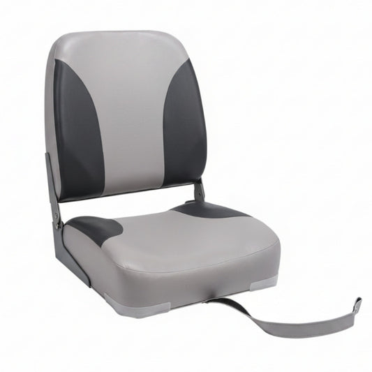 28oz Marine Grade Vinyl Folding Light Grey / Charcoal Boat Seat