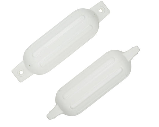 2 x MEDIUM Boat Fender 510x150mm Inflatable Marine Dock Buffer Twin Eye Ribbed White