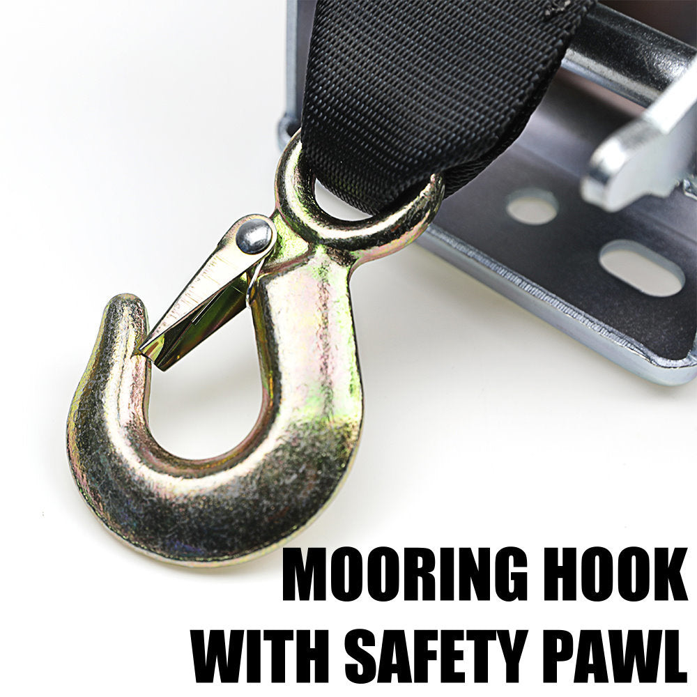 3200LBS Hand Winch Synthetic Strap 2-Speed Manual Car Boat Trailer 4WD 3200LBS Hand Winch Synthetic Strap 2-Speed Manual Car Boat Trailer 4WD