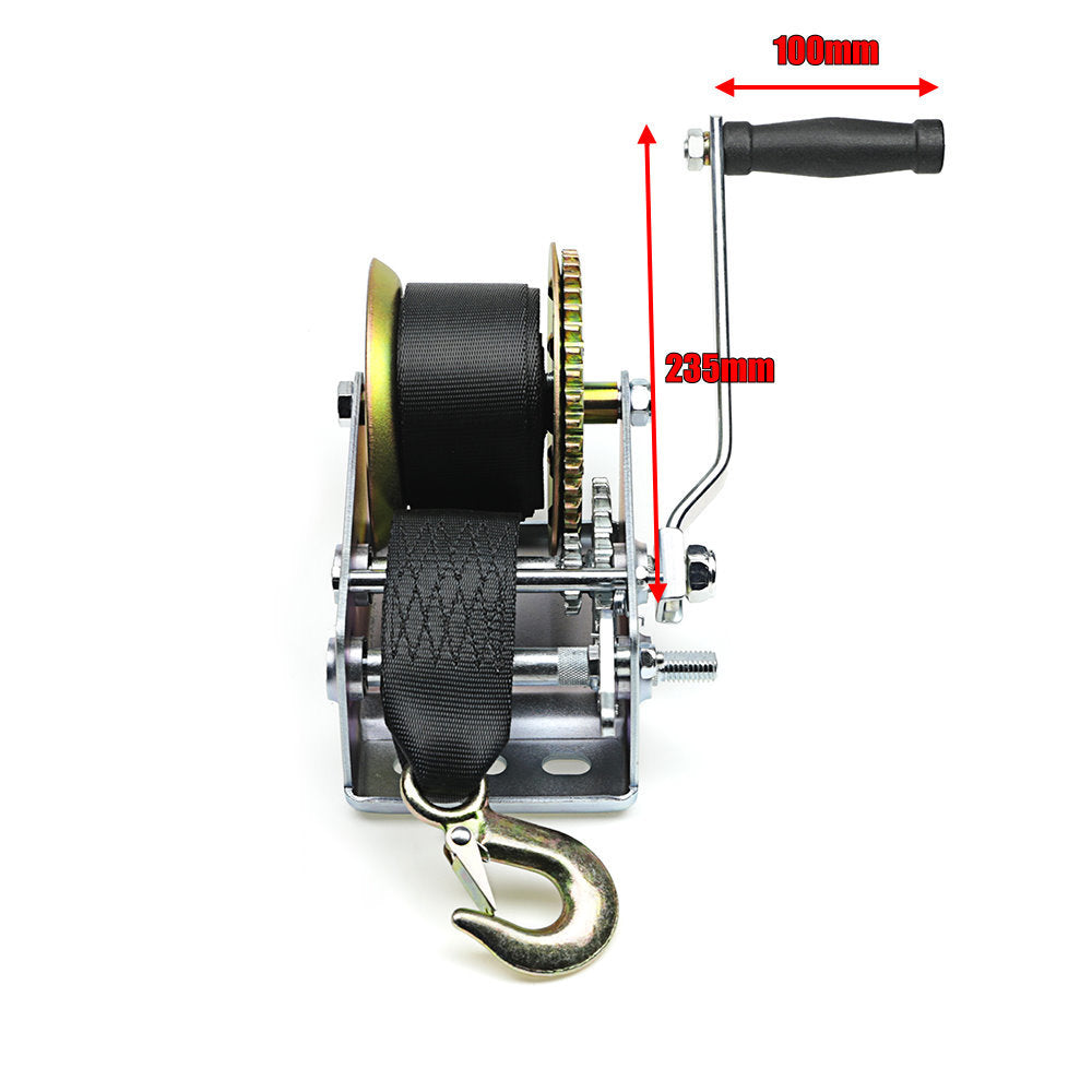 3200LBS Hand Winch Synthetic Strap 2-Speed Manual Car Boat Trailer 4WD 3200LBS Hand Winch Synthetic Strap 2-Speed Manual Car Boat Trailer 4WD