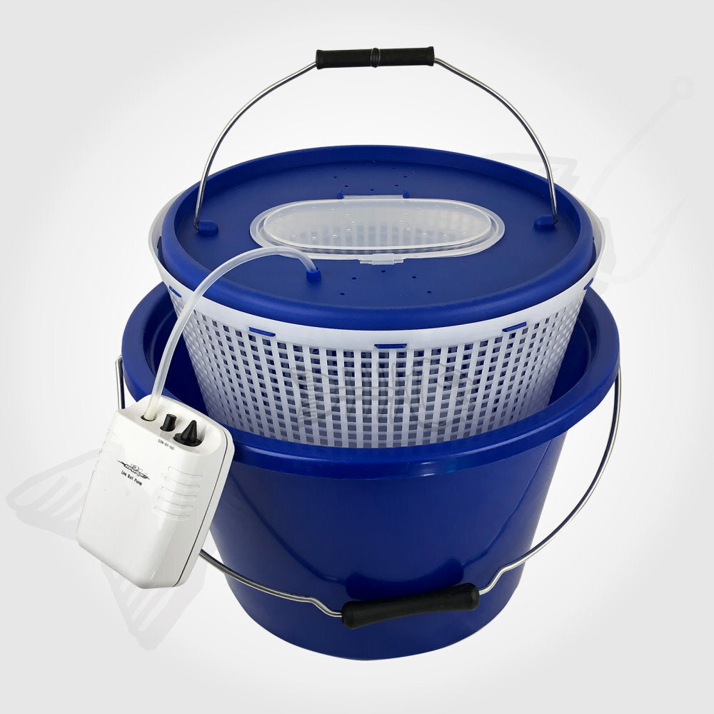 15L Litre Live Bait Bucket with Aerator Pump Blue – Kaiser Boating