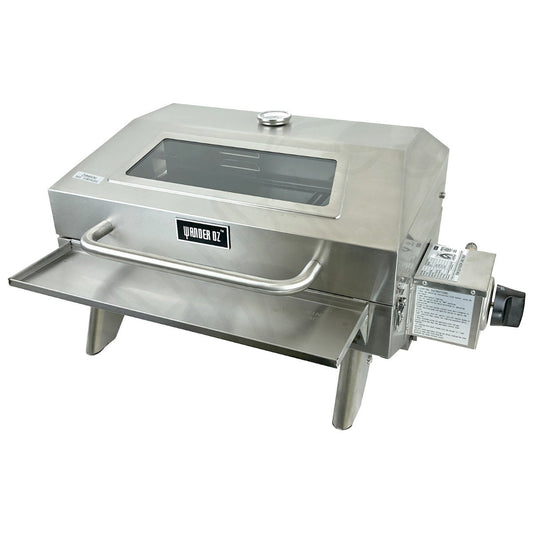 Portable 316 Marine Grade Stainless Steel BBQ with Windows, Tray & 1lb Bottle Adapter Kaiser Boating Australia