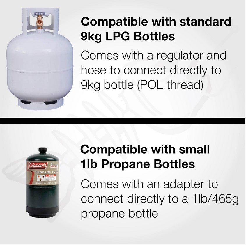 Portable 316 Marine Grade Stainless Steel BBQ with Windows, Tray & 1lb Bottle Adapter Portable 316 Marine Grade Stainless Steel BBQ with Windows, Tray & 1lb Bottle Adapter