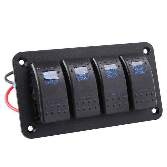 12V 24V 4 Gang Slimline LED Rocker Switch Panel Boat Caravan RV Kaiser Boating Australia