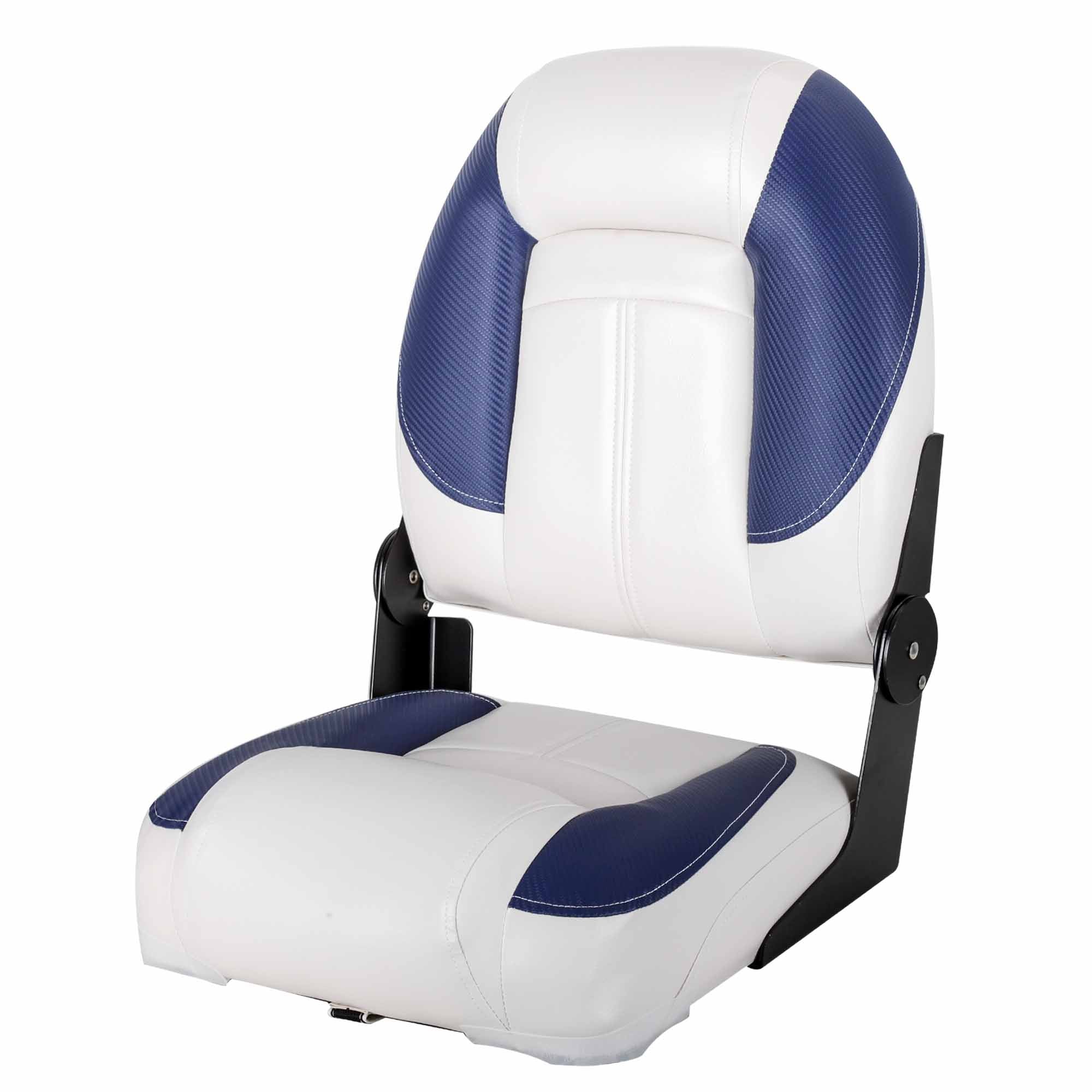 Deluxe Pro VI High Back Marine Grade Vinyl Boat Seat - White/Blue