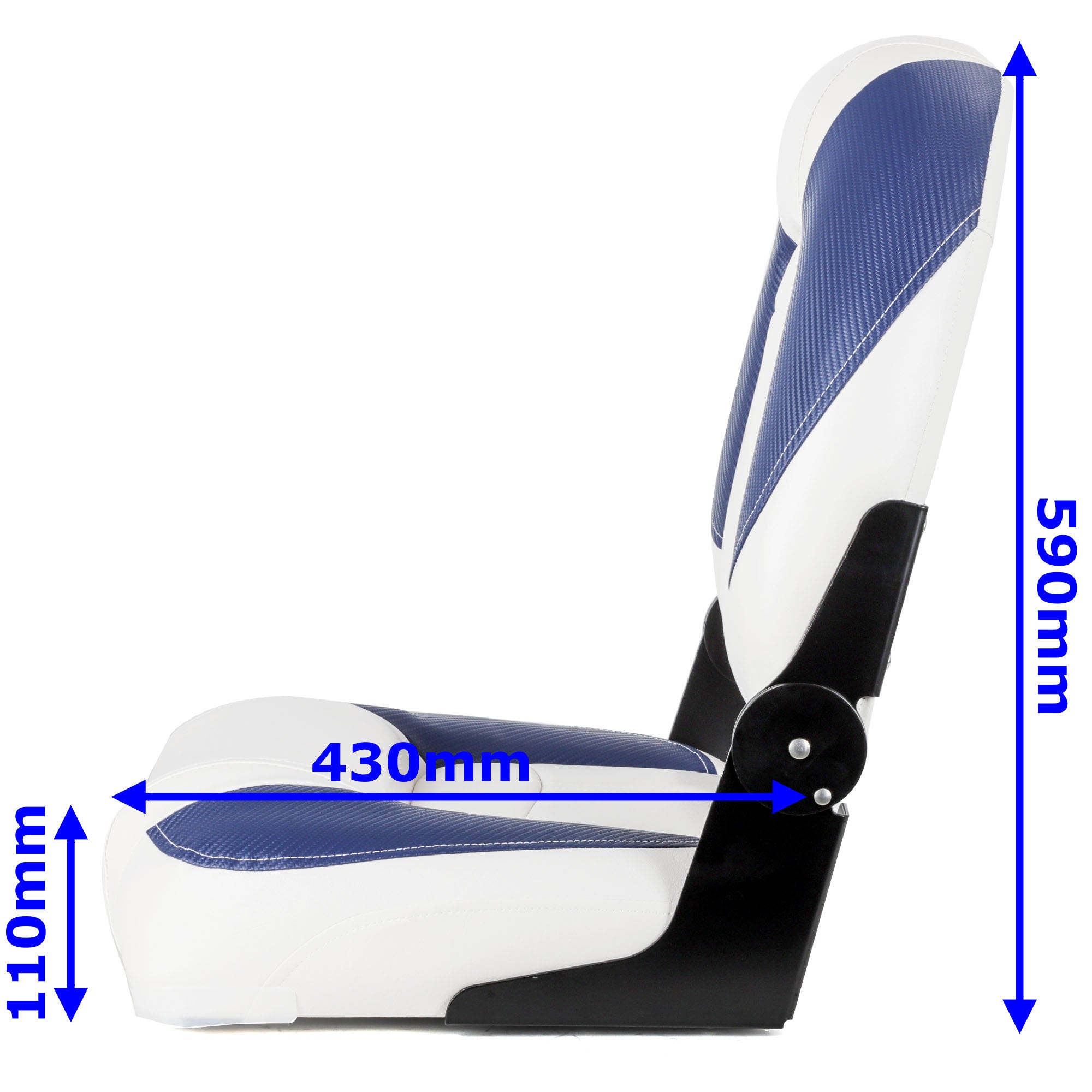 2 x Deluxe Pro VI High Back Marine Grade Vinyl Boat Seat - White/Blue