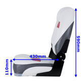 2 x Deluxe Pro VI High Back Marine Grade Vinyl Boat Seat - White/Charcoal/Red