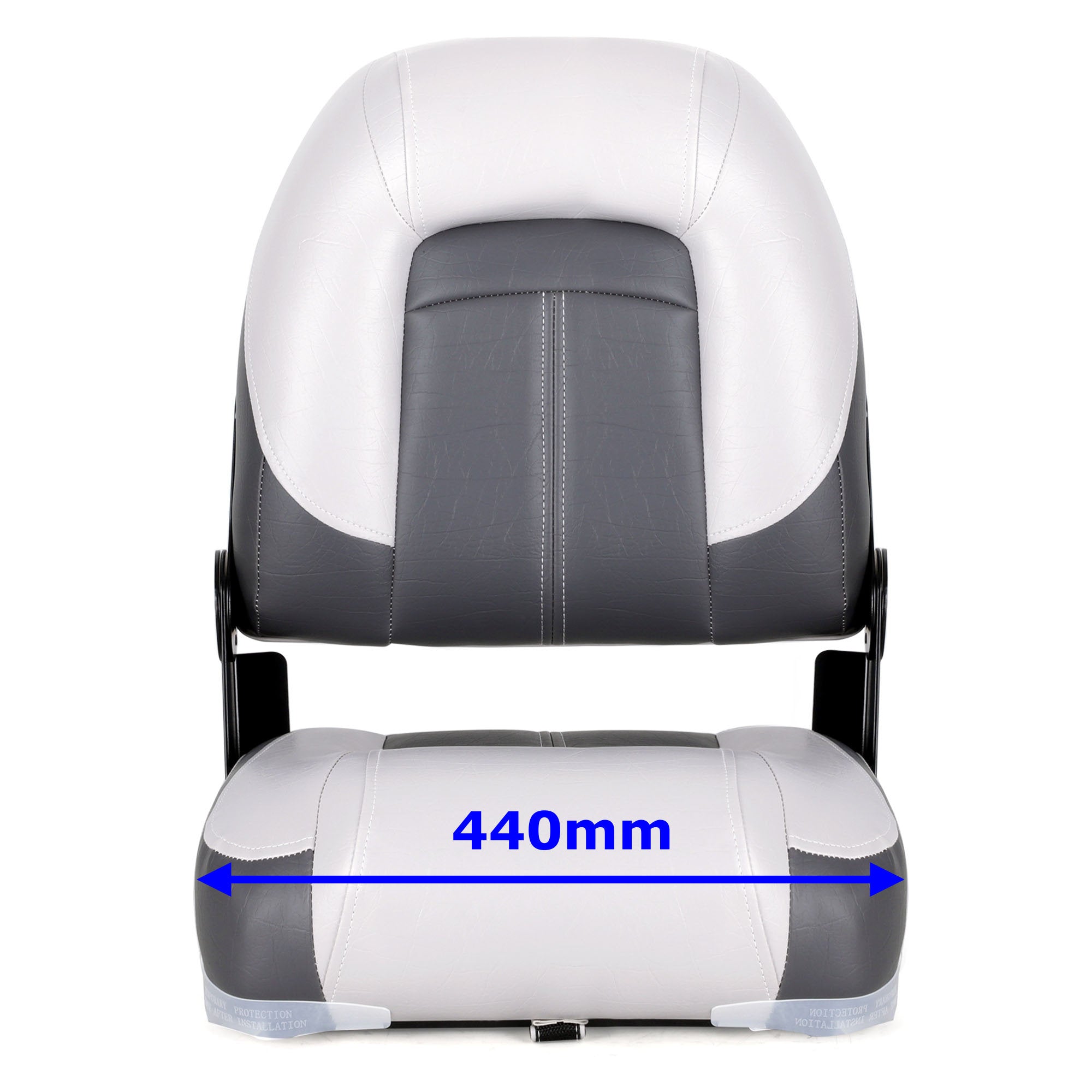 2 x Deluxe Pro VI High Back Marine Grade Vinyl Boat Seat - Light Grey/Charcoal Kaiser Boating Accessories