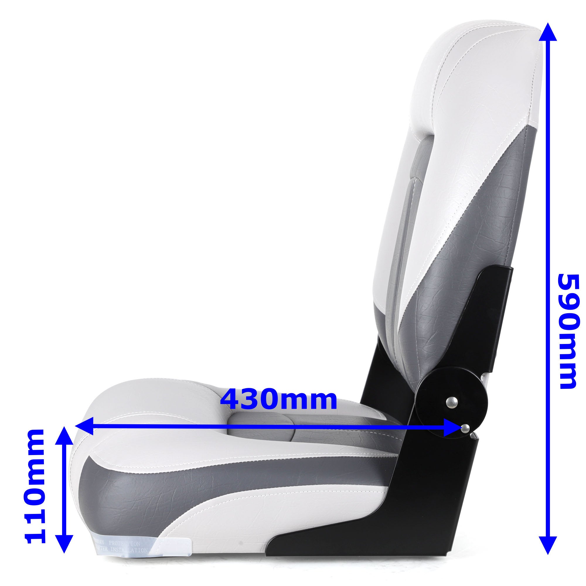 2 x Deluxe Pro VI High Back Marine Grade Vinyl Boat Seat - Light Grey/Charcoal Kaiser Boating Accessories