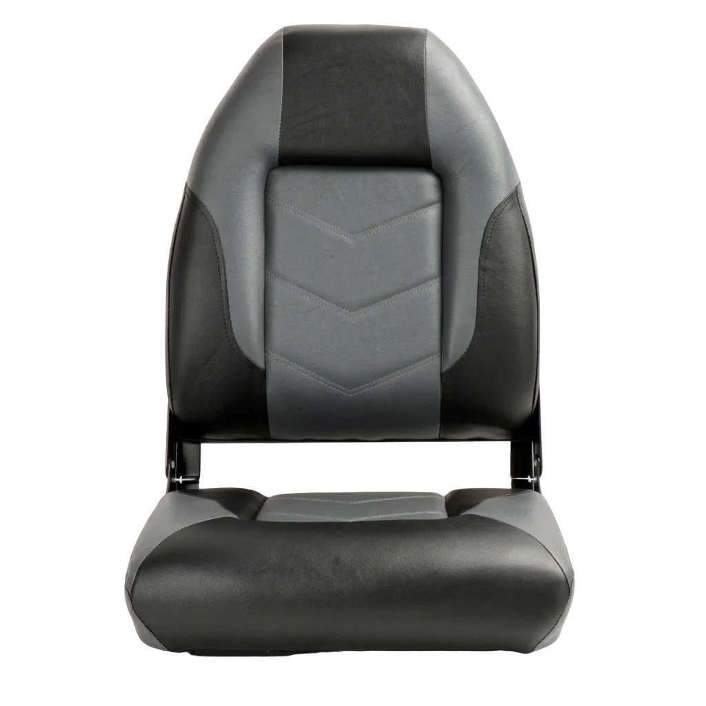 Deluxe Pro V High Back Marine Grade Vinyl Black/Charcoal Boat Seat Kaiser Boating Australia
