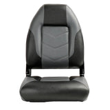 Deluxe Pro V High Back Marine Grade Vinyl Black/Charcoal Boat Seat Kaiser Boating Australia