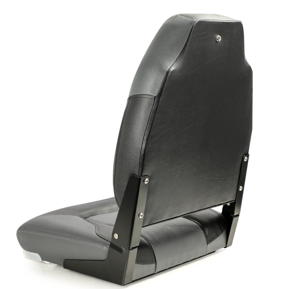 Deluxe Pro V High Back Marine Grade Vinyl Black/Charcoal Boat Seat Kaiser Boating Australia