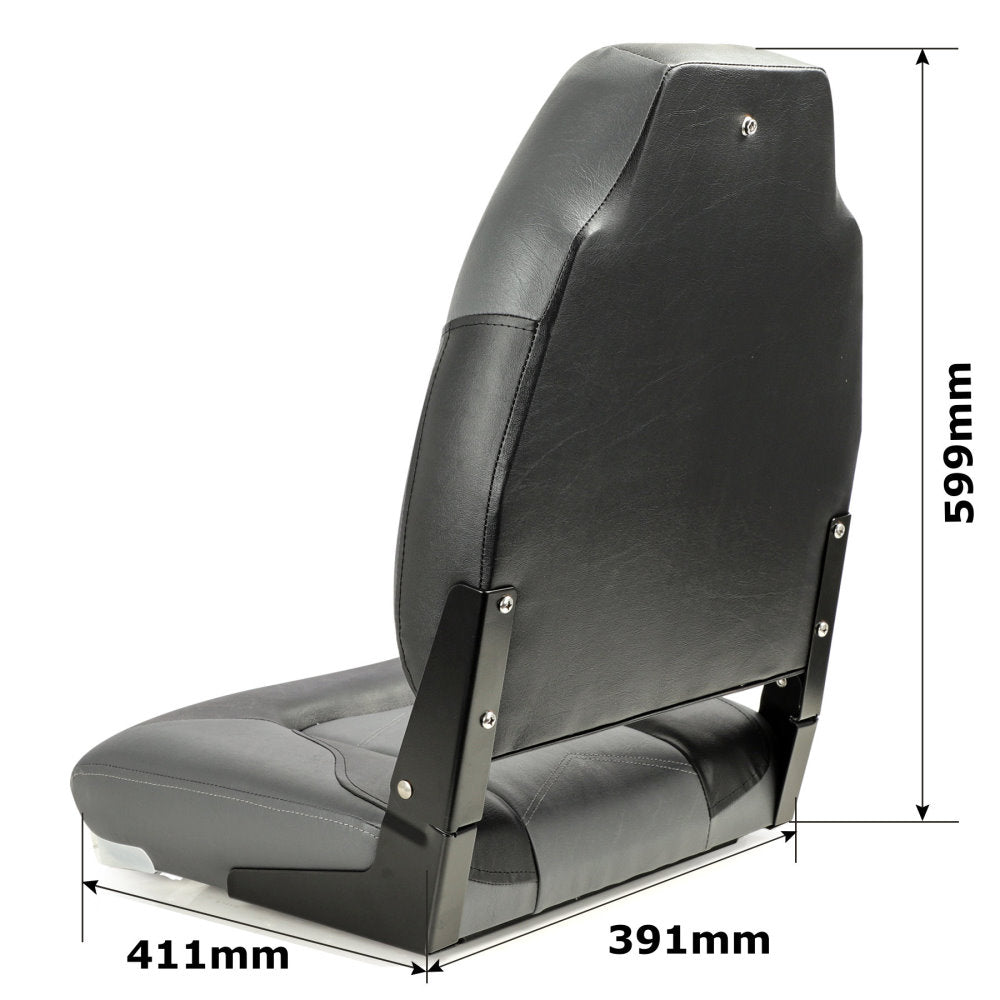 Deluxe Pro V High Back Marine Grade Vinyl Black/Charcoal Boat Seat Kaiser Boating Australia