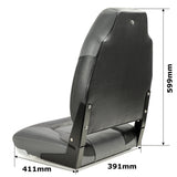 Deluxe Pro V High Back Marine Grade Vinyl Black/Charcoal Boat Seat Kaiser Boating Australia