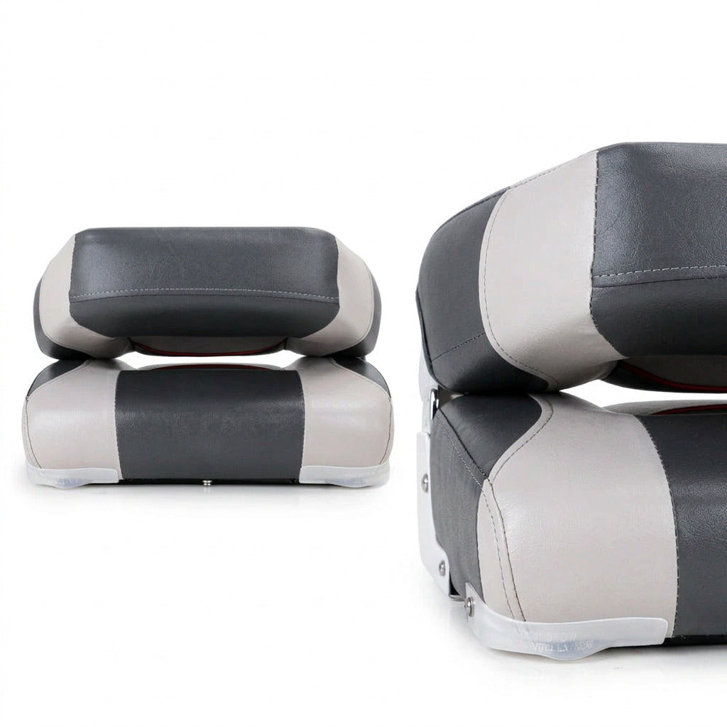 Deluxe Pro III Low Back Marine Grade Vinyl Grey/Charcoal Boat Seat Kaiser Boating Australia