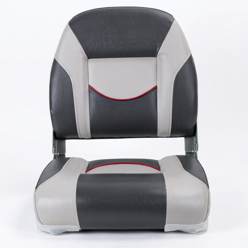 Deluxe Pro III Low Back Marine Grade Vinyl Grey/Charcoal Boat Seat Kaiser Boating Australia