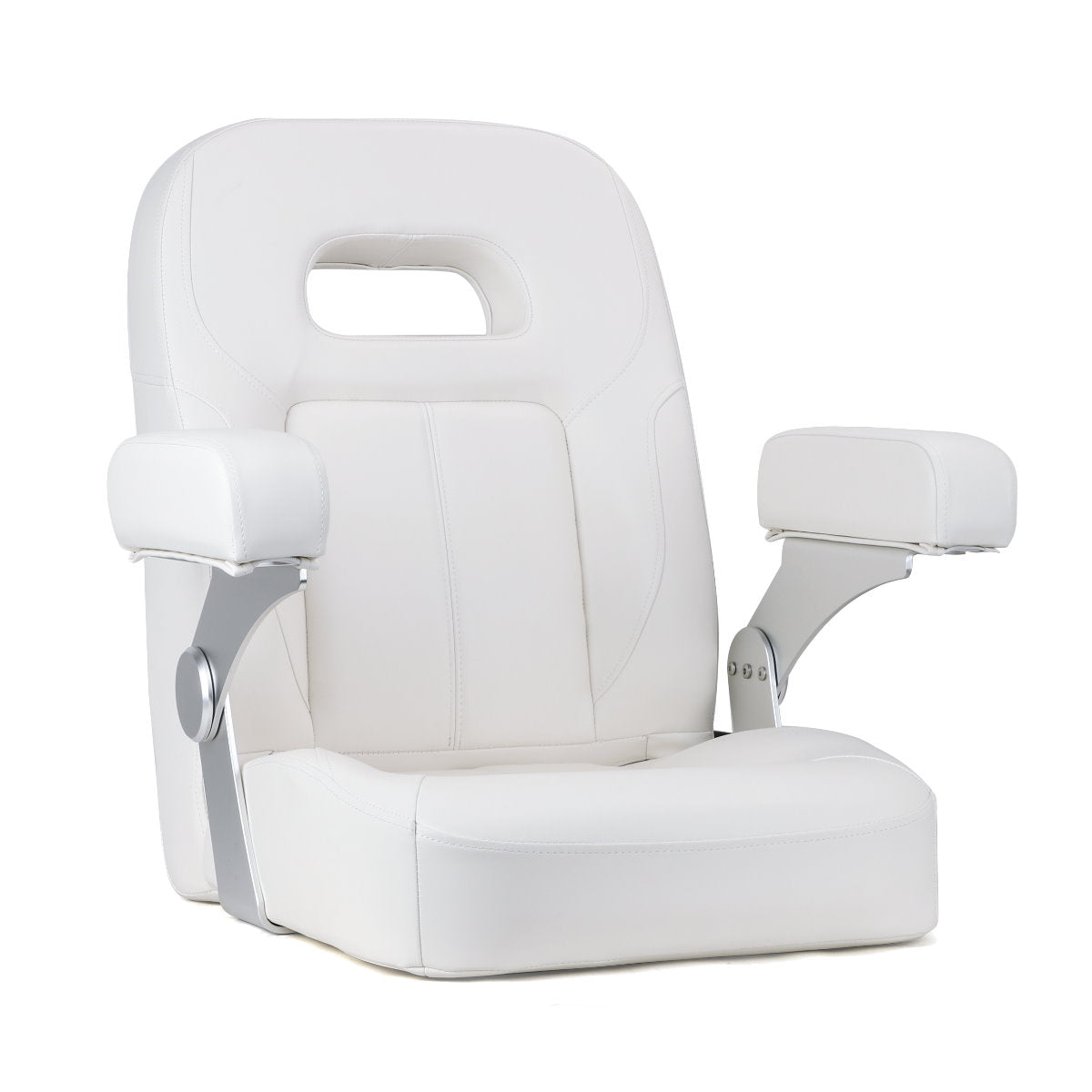 Luxury Recliner Sport High Back Captains Chair Boat Seat with fixed armrests - White