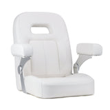 Luxury Recliner Sport High Back Captains Chair Boat Seat with fixed armrests - White