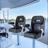 Luxury Recliner Sport High Back Captains Chair Boat Seat with fixed armrests - Charcoal/black