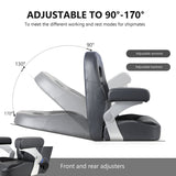 Luxury Recliner Sport High Back Captains Chair Boat Seat with fixed armrests - Charcoal/black