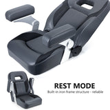 Luxury Recliner Sport High Back Captains Chair Boat Seat with fixed armrests - Charcoal/black