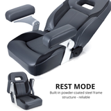 Luxury Recliner Sport High Back Captains Chair Boat Seat with fixed armrests - Charcoal/black