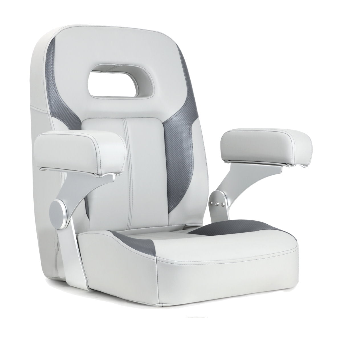Luxury Recliner Sport High Back Captains Chair Boat Seat with fixed armrests - Grey/Charcoal