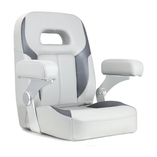 Luxury Recliner Sport High Back Captains Chair Boat Seat with fixed armrests - Grey/Charcoal