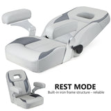 Luxury Recliner Sport High Back Captains Chair Boat Seat with fixed armrests - Grey/Charcoal