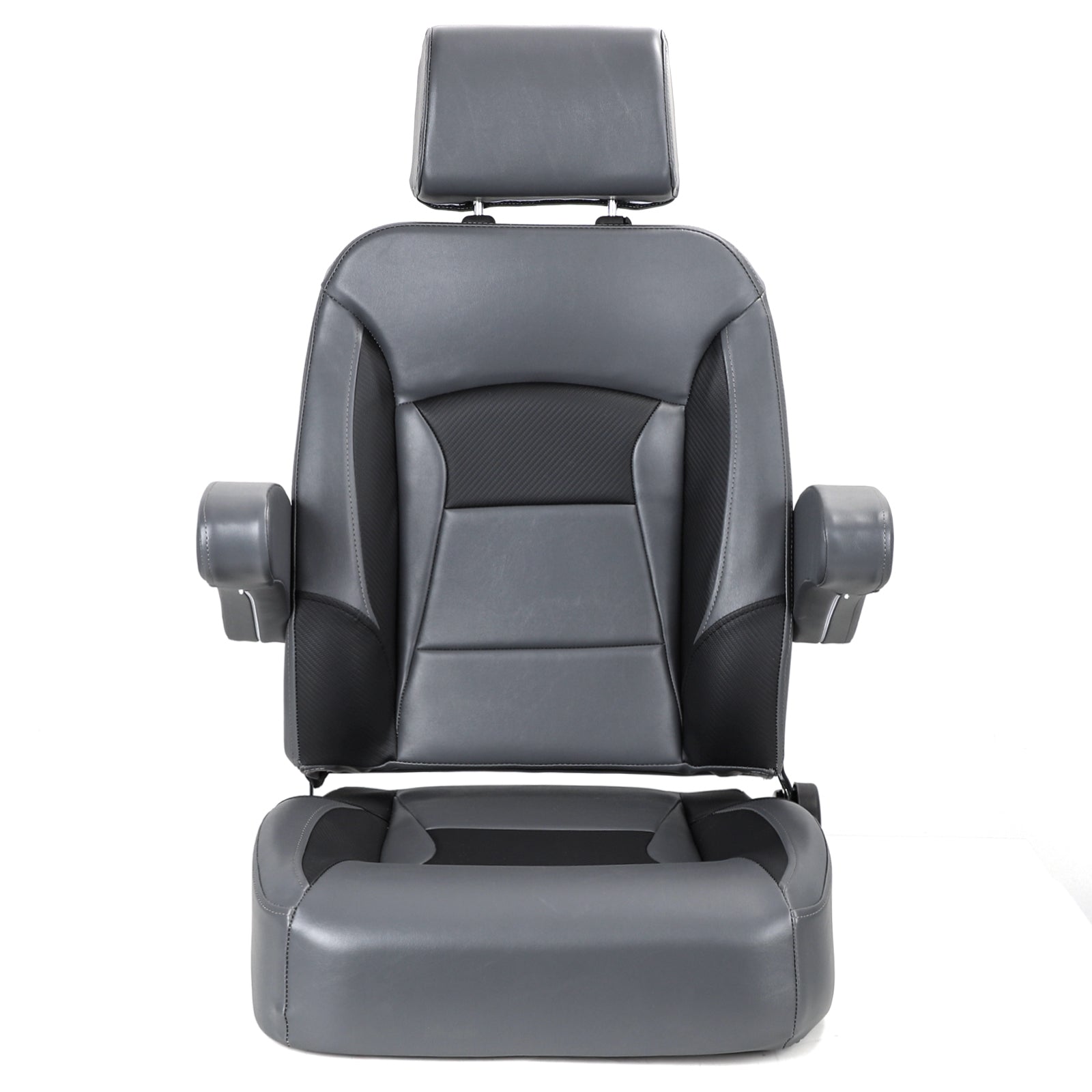 Recliner Sport High Back Captains Chair Boat Seat with Adjustable Headrest & flip up armrests - Charcoal/Black