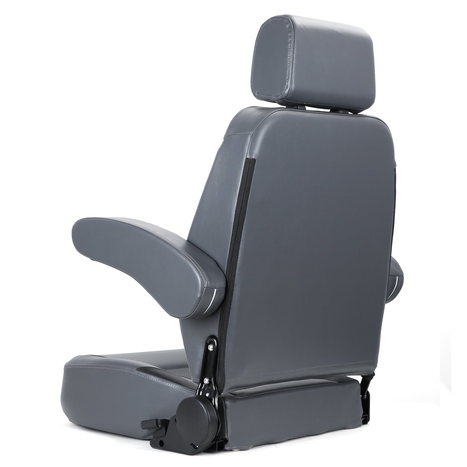 Recliner Sport High Back Captains Chair Boat Seat with Adjustable Headrest & flip up armrests - Charcoal/Black