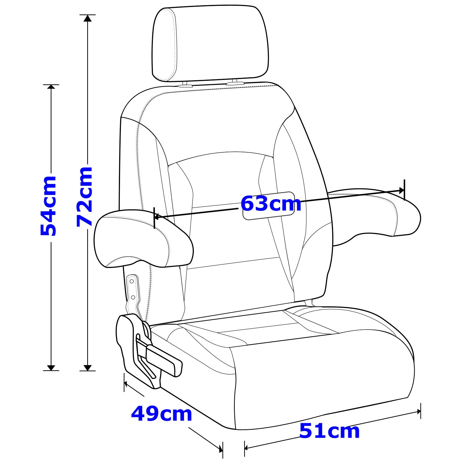 Recliner Sport High Back Captains Chair Boat Seat with Adjustable Headrest & flip up armrests - White/Charcoal