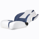 Luxury Recliner Sport High Back Captains Chair Boat Seat with flip up armrests - White/Navy Blue