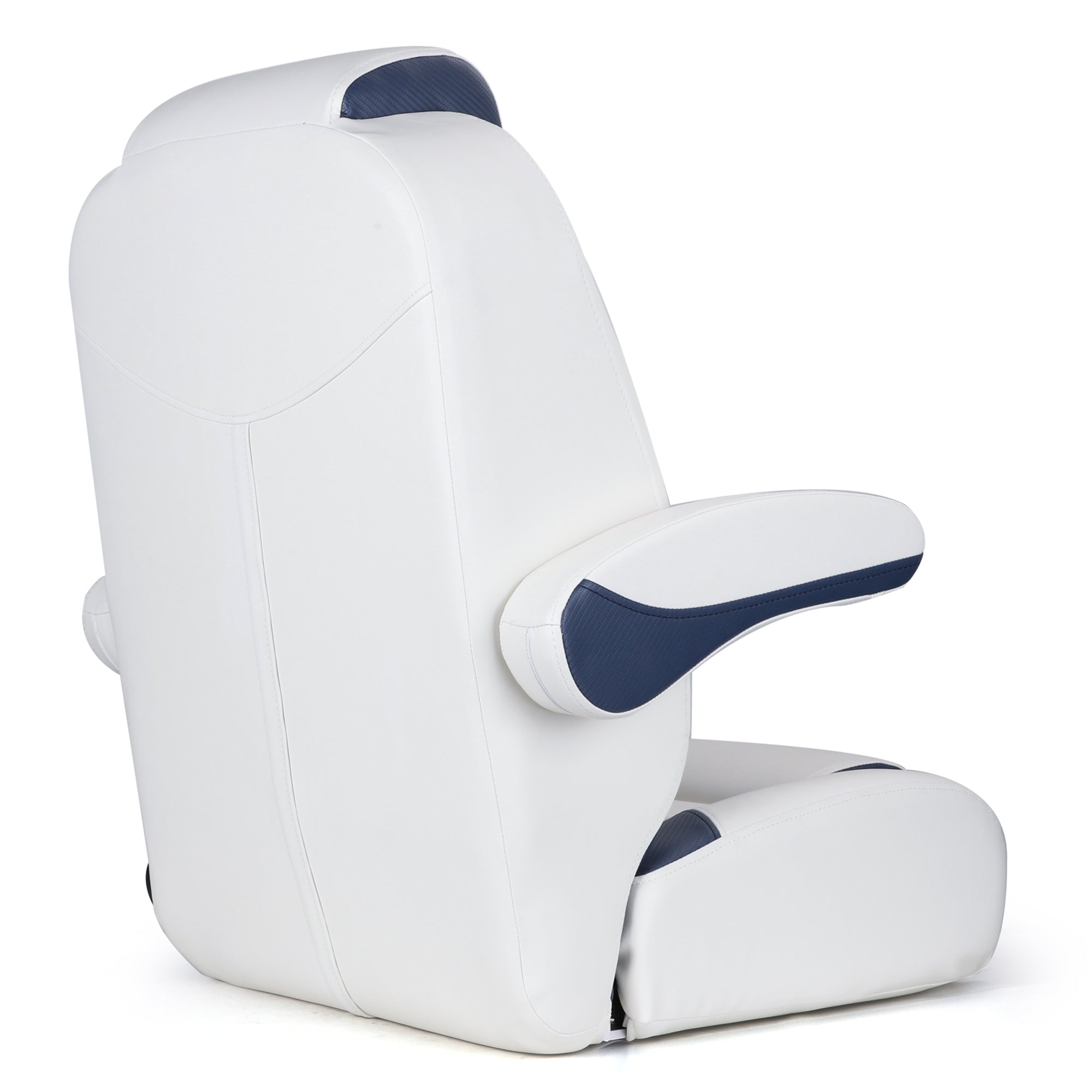 Luxury Recliner Sport High Back Captains Chair Boat Seat with flip up armrests - White/Charcoal