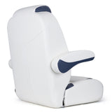 Luxury Recliner Sport High Back Captains Chair Boat Seat with flip up armrests - White/Charcoal