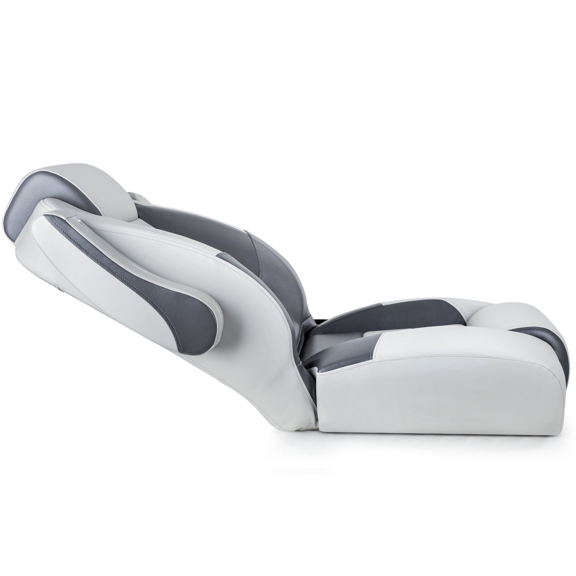 Luxury Recliner Sport High Back Captains Chair Boat Seat with flip up armrests - Grey/Charcoal