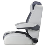 Luxury Recliner Sport High Back Captains Chair Boat Seat with flip up armrests - Grey/Charcoal