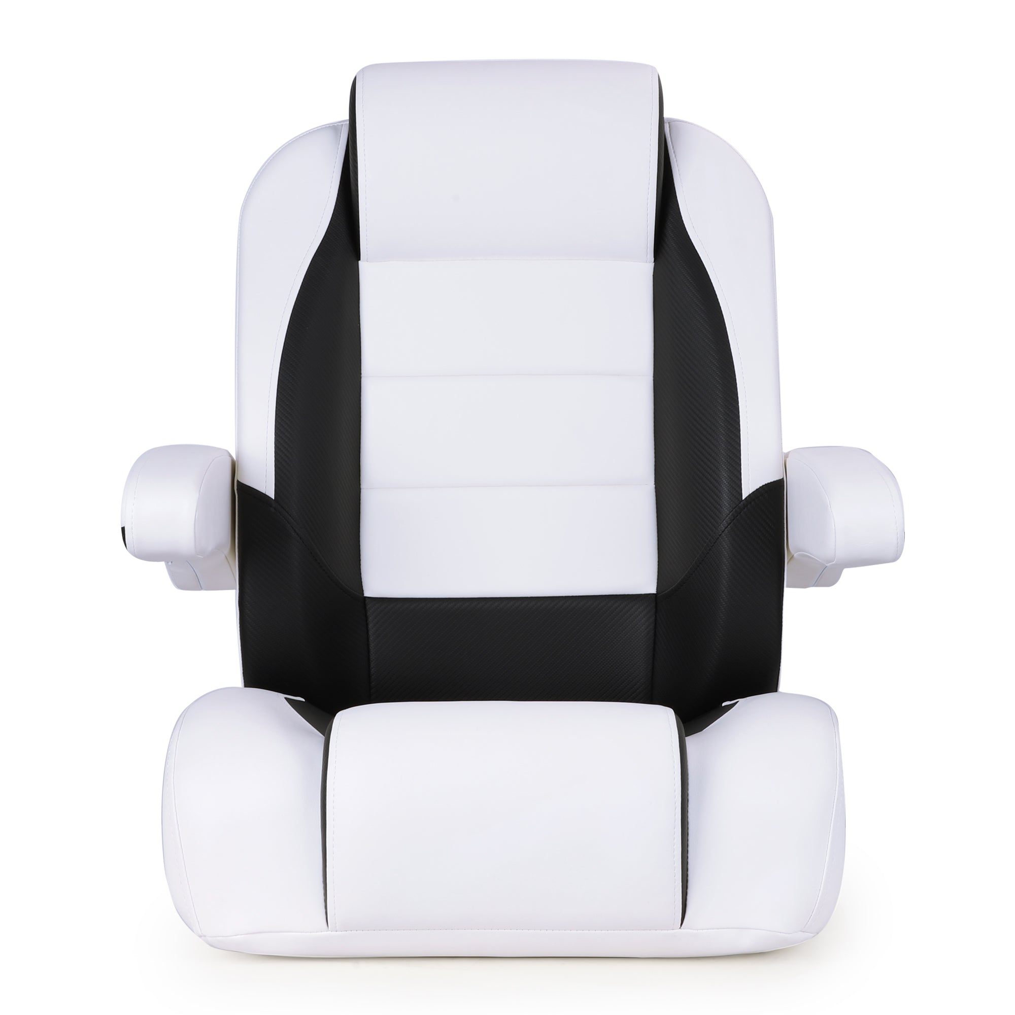 Luxury Recliner Sport High Back Captains Chair Boat Seat with flip up armrests - White/Black