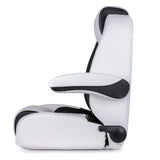 Luxury Recliner Sport High Back Captains Chair Boat Seat with flip up armrests - White/Black