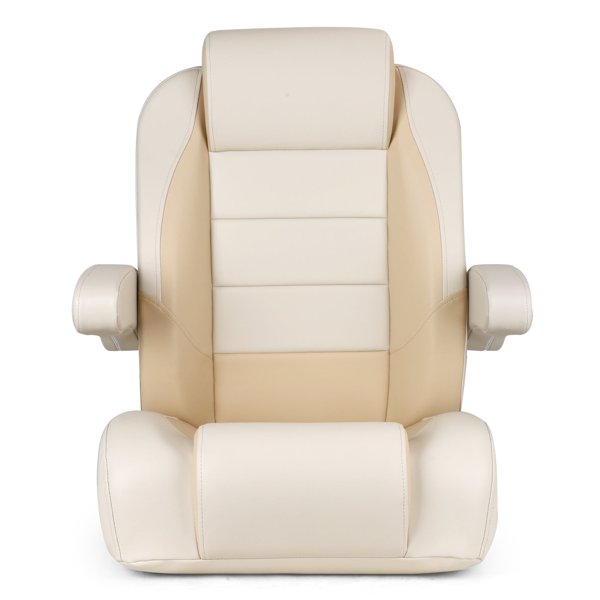 Luxury Recliner Sport High Back Captains Chair Boat Seat with flip up armrests - Ivory/Beige